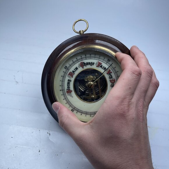 Vintage Compass Wood Framed Weather Barometer Germany Nautical DECOR ONLY - Picture 4 of 13